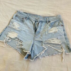 American Eagle Light Blue Ripped Jean Shorts